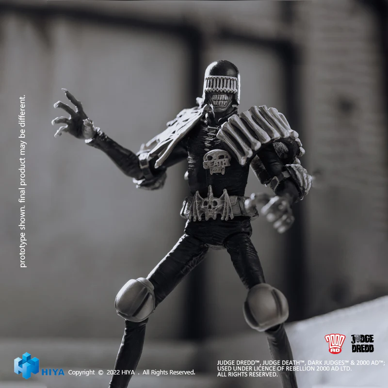 HIYA Exquisite Mini Series 1/18 Scale 4 Inch JUDGE DREDD Black and White Judge Death Action Figure - Image 4