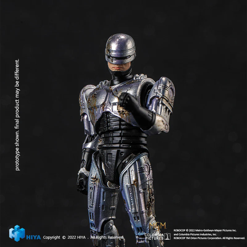 HIYA Exquisite Mini Series 1/18 Scale 4 Inch  ROBOCOP 1 Battle Damage Robocop Action Figure - Image 3